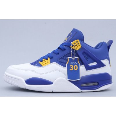 Nike Air Jordan 4 Curry Warriors Beyaz / Turuncu / Mavi Basketbol Ayakkabısı Türkiye - QLPC295E